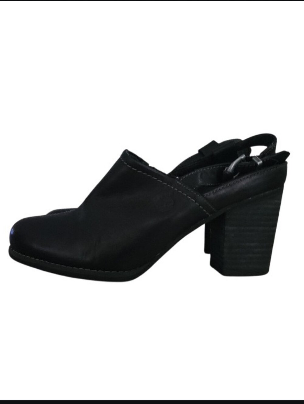 Timberland Earthkeepers Anti-Fatigue Leather Slingback Heels Size 8 Black Clog